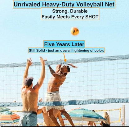 W.F&STAUB Sport Regulation Size Indoor/Outdoor Professional Volleyball Net with Aircraft Steel Cable Top and Bottom, Volleyball Net for Beach Backyard Schoolyard