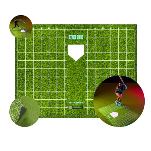 Baseball and Softball Hitting Mat with Batting Stance Alignment Guide - 6 x 5.5 ft. Baseball Stride Baseball Hitting Trainer. Helps Self Correction.