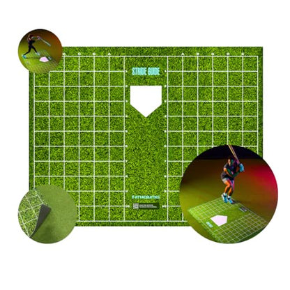 Baseball and Softball Hitting Mat with Batting Stance Alignment Guide - 6 x 5.5 ft. Baseball Stride Baseball Hitting Trainer. Helps Self Correction.