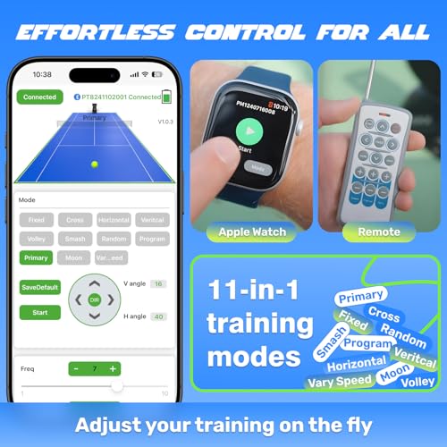 PUSUN｜PT-Smart Pro Internal Oscillation Tennis Ball Machine: App with 12 Built-in Training Modes, 28-Pt Custom Drills,75MPH, 5H,32.6lb Portable for Tennis & Padel,Training, Practice,Beginners to Pros - color: White