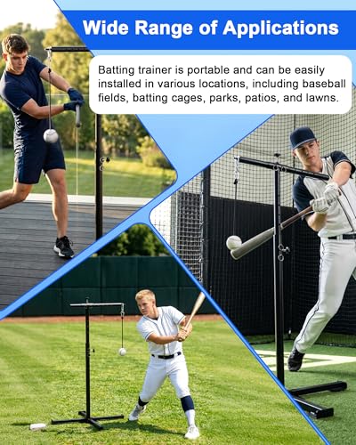 Batting Tee with Tethered Ball, Height Adjustable from 30" to 45" Baseball Batting Trainer, Batting Practice Equipment with 2 Sandbags, Baseball Swing Trainer to Improve Swing Power and Accuracy