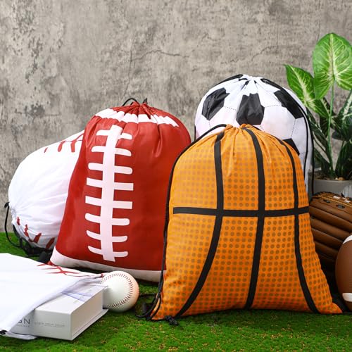 Shappy 12 Pcs 17 Inch Balls Style Drawstring Bag Sports Ball Backpack Drawstring Sack Cinch Bags for Team Gift Party Favors - style: Balls Style