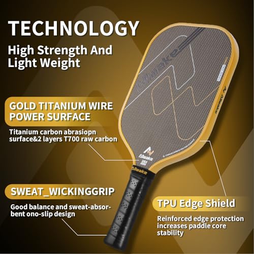 Pickleball Paddles, 3K Titanium Hybrid Carbon Fiber Pickleball Paddles Set, USAPA Approved Elite Control & Power Pickleball Paddle with 16mm Honeycomb Core, Ergo Sweatproof Grip & 360° Edge Protector
