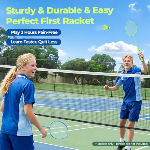 AboveGenius Badminton Rackets Set of 2, Lightweight Badminton Set for Outdoor Backyard Games, Portable Racquet for Family Beginners Adults and Teens