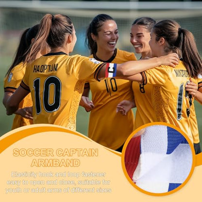 MECCANIXITY Soccer Captain Armband, Captain Arm Bands for Soccer Elastic Captain C Arm Band Sports Captain Armbands for Football Team Training Youth & Adult - color: Yellow/Red/Black/Blue Red