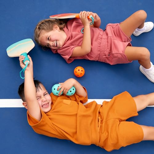 B. toys – Kids Pickleball Game – Wooden Paddle Set – 2 Paddles & 4 Balls – Drawstring Storage Bag – 3+ Years– Pickleball Set - style: Pickleball Set