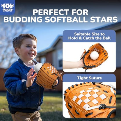 TOY Life Tball Set for Kids 3-5 & 5-8 - Toddler Baseball Tee and Bat Set with Glove & 6 Balls - Ideal Boy Toy Gift for Outdoor Play and Beginner Training - size: Glove Tee & Bat
