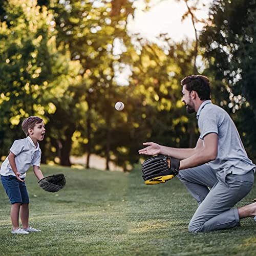 Baseball Glove,Baseball Softball Mitt with Ball for Kids Youth Adults Training and Beginner,Right Hand Throw,Left Hand Glove - color: Yellow, size: 11.5"