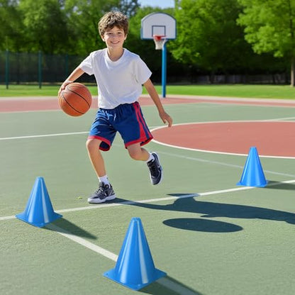 36pcs Cones 7 Inch Soccer Cones and Plastic Traffic Cones, Durable Cones for Sports Training, Ideal for Soccer, Basketball, Football, Skating, and Agility Drills Practice - color: blue