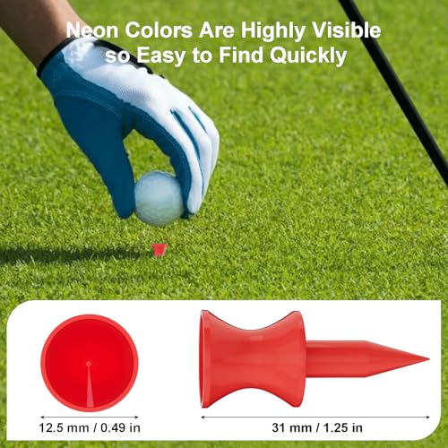 100 Pack 1.25" Plastic Golf Tees, Short Golf tees，Durability & Stability, Engineered to Minimize Friction and Side Spin，Golf Practice Supplies，Ideal Party Gift.Small Golf tees for par 3.