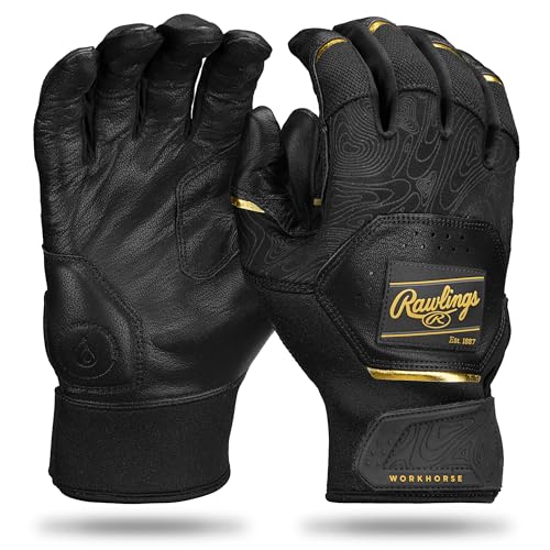 Rawlings | Workhorse Baseball Batting Gloves | Youth Sizes | Multiple Colors - color: Black / Gold, size: Youth Small