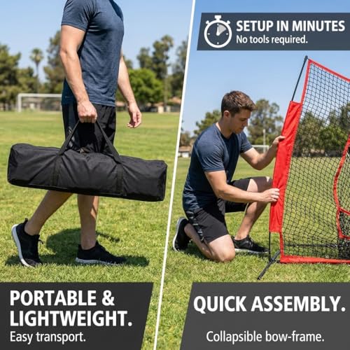 Football Throwing Net ： Quarterback Target for Passing Accuracy Training - Quick Setup Practice Net with Stable Frame & Carry Bag for Backyard or Field Use - size: 5x7FT