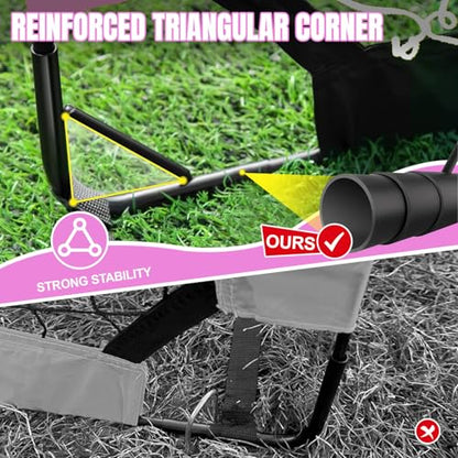 Pro-Grade Kids Backyard Soccer Goal, Tear-Resistant 5-Layer Polyester Soccer Net & 10mm Poles for Maximum Durability, 4x3ft/6x4ft/7x5ft, Pop Up Portable Soccer Training Equipment Set with Size 4 Ball - size: 6 ft x 4ft, style: Pink