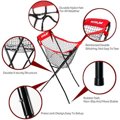 Extra Large Baseball Caddy - Holds Up to 100+ Baseballs or 50+ Softballs for Drills, Portable Ball Caddy for Baseball/Softball with Double X Sturdy Structure, Easy Foldable to Carry