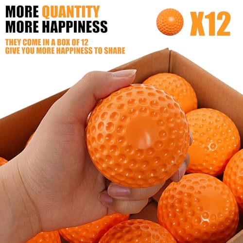 GKK 12 Pack Pitching Machine Soft Balls,9-Inch 1.75OZ Pitching Machine Soft Balls for Hand-Eye Coordination, Hitting and Fielding Practice(Orange)