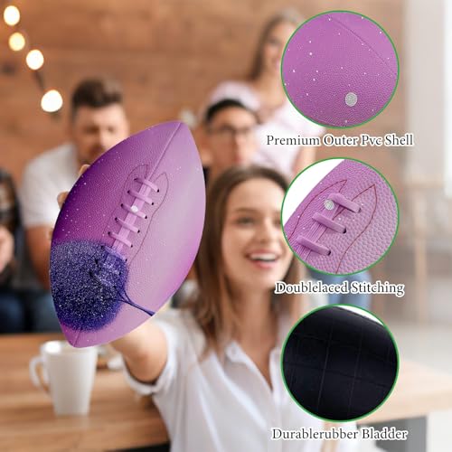 American Football, Official Size 11.9 x 7.3 Inch, Premium Composite Leather High-Grip Ball with Pro-Style Lacing, Unique Prints for Training, Games & Gifts - color: Pink Sky Purple Tree