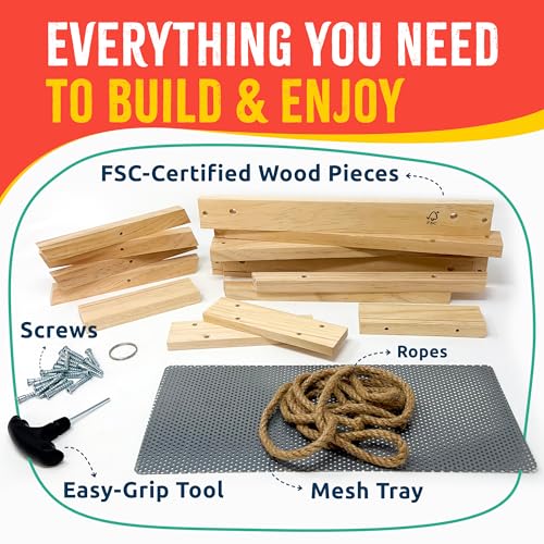SparkJump Picnic Table Bird and Squirrel Feeder Kit, DIY Woodworking Project for Kids and Families, Complete Tools and Paint Set, FSC-Certified Sustainable Wood, Backyard Nature Activity, Ages 6+