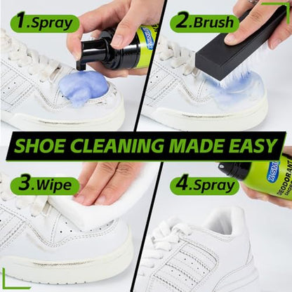 X-SMILE Sneaker Cleaning Kit, Foam Cleaner for White Shoes, PU & Synthetic, Canvas, Mesh & Rubber, Brush, Towel & Wipe 100ml