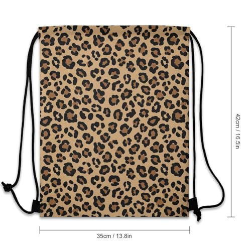 Theft Proof Cinch Sack Drawstring Backpack Water Resistant for Camping Travel Sports Gear Men Women, Wild Cheetah Leopard Print Bags - color: Picture (359)