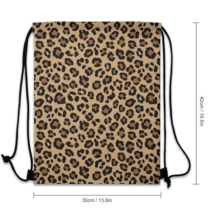 Theft Proof Cinch Sack Drawstring Backpack Water Resistant for Camping Travel Sports Gear Men Women, Wild Cheetah Leopard Print Bags - color: Picture (359)