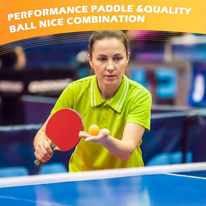 Outus Pack Portable Table Tennis Combo 8 Paddles & 12 Balls with Carry Bag for Indoor Outdoor Sport