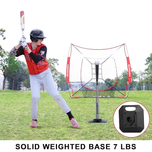 BaseGoal Baseball & Softball Batting Tee,Portable Hitting Tee,with Heavy Duty Base,Rolled Flexible Rubber Top,Adjustable Height for Kids or Adults - color: Gray Pro