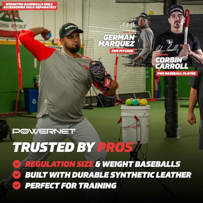 PowerNet Weighted Baseballs, Outdoor Baseball Training Equipment for Improving Throwing Velocity and Strength, 3-12 oz Weighted Training Balls & Throwing Guide