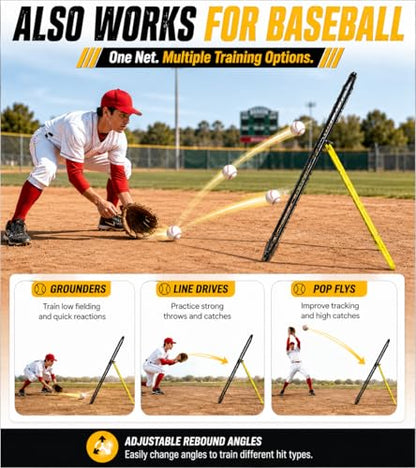Adjustable Volleyball Rebounder Net 7x4FT/4x4FT– Bounce Back Practice Equipment for Volleyball Spike, Serving Trainer for Lacrosse Training, Ideal for Outdoor Indoor and Backyard Training - size: 4FTx4FT