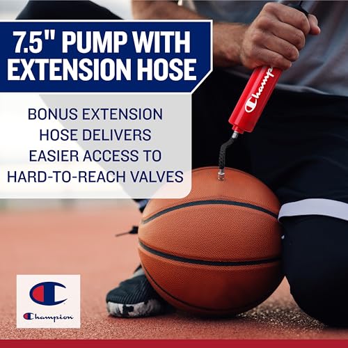 Champion Replacement Ball Pump with Metal Inflation Replacement Needles for Sports Balls with Compact Case, Compatible with Most Pumps for Basketball, Soccer, Football, Volleyball & Yoga Balls - color: Pink/Black, style: Classic