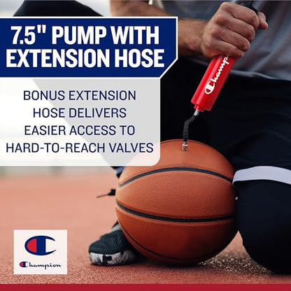 Champion Replacement Ball Pump with Metal Inflation Replacement Needles for Sports Balls with Compact Case, Compatible with Most Pumps for Basketball, Soccer, Football, Volleyball & Yoga Balls