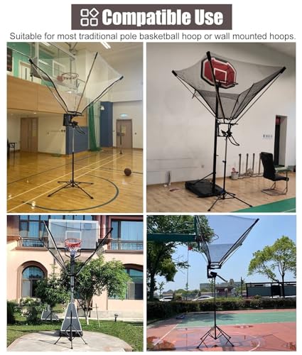 Basketball Shooting Machine Basketball Rebounder Net Return System, Adjustment Basketball Ball Return Attachment, Portable Basketball Shot Trainer, Indoor Outdoor Hoop Use