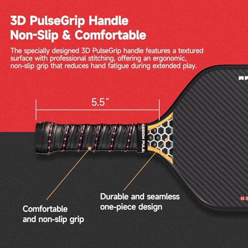 Pickleball Paddle – Advanced Carbon Fiber Surface, 16mm Core, Lightweight 8oz, 3D PulseGrip Handle – Control & Spin for All Skill Levels