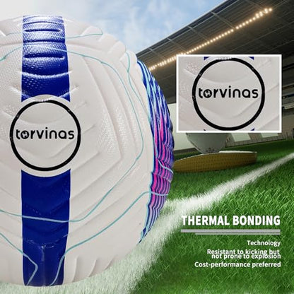 Soccer Ball Size 5,4 – Thermal Bonded Waterproof PU Leather, Professional Training & Match Ball for Youth & Adults, with Pump & Bag, Training Gift Set - color: Blue