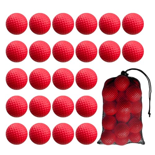 24 Pack Foam Golf Practice Balls,Practice Golf Balls for Backyard,Realistic Feel and Limited Flight Soft Golf Balls for Indoor or Outdoor Training - color: Red