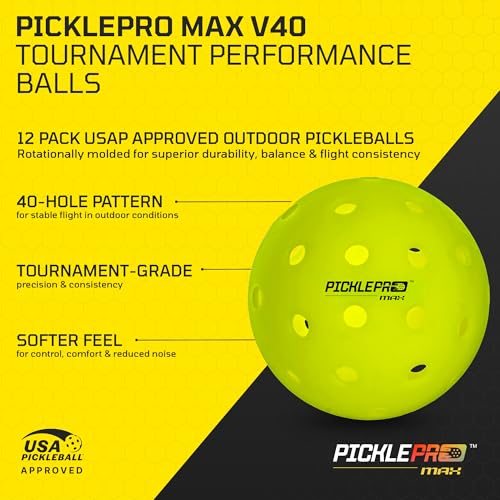 Rotationally Molded Pickleball Balls for Competitive Players – Premium LDPE 40-Hole Soft Feel Design – USAPA Approved, Tournament-Grade, Precise Control & Superior Durability - color: 12 Pack