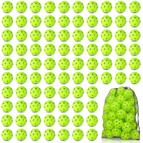 Coopay 12/50/100 Pack Plastic Baseballs Practice Training Balls Lightweight Hollow Softballs with a Drawstring Bag for Hitting Pitching Batting Training Indoor Outdoor Sport - color: Green, style: 100 Pack