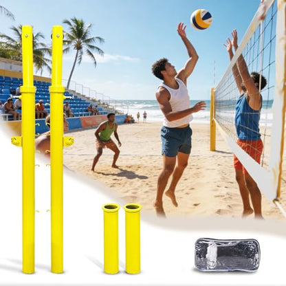 Volleyball Net System Indoor&Outdoor Use,Professional Volleyball Nets Pole,Heavy Duty Volleyball/Badminton Net and Poles Heights Adjustable,for Adults Kids Use School Backyard Stadium