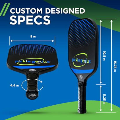 13mm Quiet Pickleball Paddle – 8oz USAPA Approved Carbon Fiber with Grit – Pickleball Racket for Adults – Honeycomb Core Vibration Dampening for Spin, Control & Tennis Elbow Relief