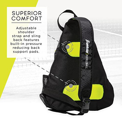 Franklin Sports Pickleball Bags - Sling Bag Backpack for Gear + Equipment - Men + Women - Holds Paddles, Balls + Accessories - color: Black/Green