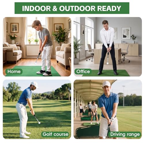 Retractable Golf Swing Trainer & Grip Trainer – Swing Click Feedback Training Aid for Rhythm & Grip Correction(Right Hand), Indoor & Outdoor Practice Trainer with Arm Band for Arm Alignment