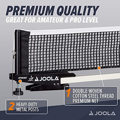 JOOLA Premium Avanti Table Tennis Net and Post Set - Portable and Easy Setup Ping Pong Screw On Clamp Net