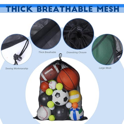 Sports Ball Bag Drawstring Mesh Bags Soccer Large Ball Net Bag Sports Equipment Storage Organizer for Balls Gym, Beach, Cloth, Swimming Gears - size: 24 x 36inch