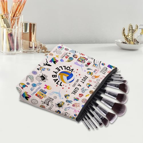 Volleyball Gifts Makeup Cosmetic Bag for Women, Volleyball Stuff Accessories for Volleyball Players Teams, Volleyball Travel Bag Pouch Purse for Men Women