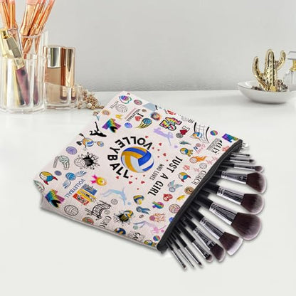 Volleyball Gifts Makeup Cosmetic Bag for Women, Volleyball Stuff Accessories for Volleyball Players Teams, Volleyball Travel Bag Pouch Purse for Men Women