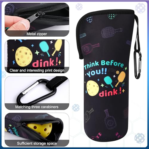 3 Pcs Pickleball Ball Holder Portable Pickleball Bags Funny Tennis Storage Bags with Hook for Hanging Neoprene Pickle Ball Accessories Gifts for Men Women
