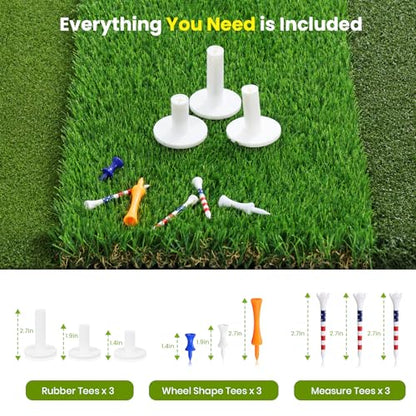 5x4ft & 6x4ft Extra Large Golf Hitting Mat, 26mm Thick Tri-Turf Golf Practice Mat for Indoor Outdoor Training, 3-in-1 Professional Golf Turf for Driving, Chipping & Swinging, Gifts for Him Men Women