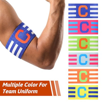 6PCS Soccer Captain Armband, Adjustable Elastic Arm Bands for Football Basketball Player, Nylon Wristband for Adult Youth