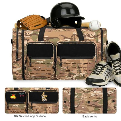 Goloni 130L Expandable 32" Heavy Duty Extra Large Duffel Bag,Sports Gym Equipment Travel Duffle Bag for Soccer Baseball Basketball Hockey Football Team Coaches & More - color: Yellow Camo