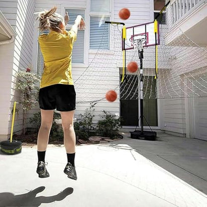 Basketball Practice Network Automatic Basketball Hoop Return Attachment for Kids, Teens and Adults, Outdoor Basketball Shot Returner with Rotatable Stand