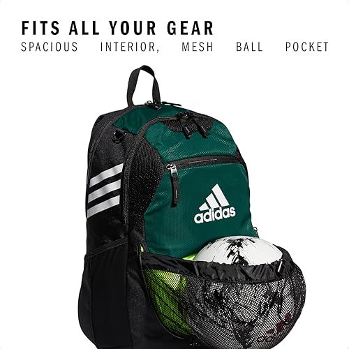adidas Stadium 4 Soccer Backpack – Team Sports Bag with Ball Pocket, 36L - color: Dark Green/3.0